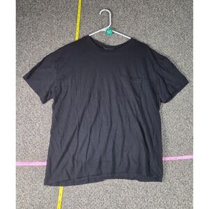 Faded Rose Pocket Tee Mens Large Black Short Sleeve Boxy Crew Neck T-Shirt